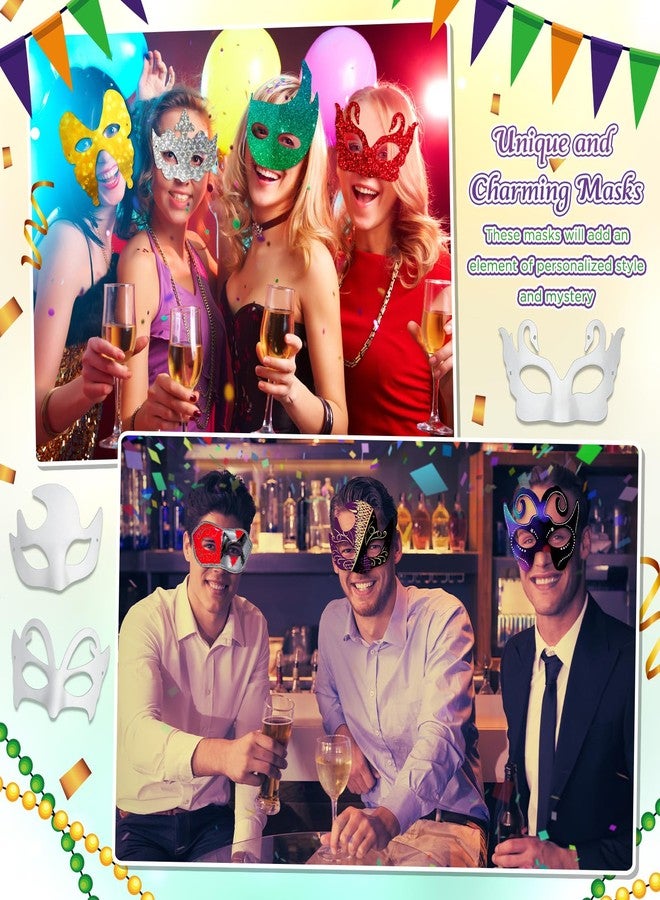 Silipull 100 Pcs Couple Mask Bulk DIY White Paper Craft Half Face Animal Paint Blank Masquerade Masks for Cosplay Mardi Gras Dance Party Decoration, 11 Styles - Image 5